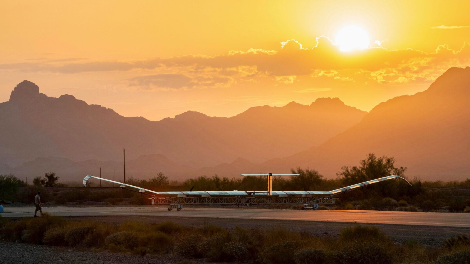 the Zephyr on the runway at sunrise