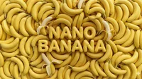 A Nano Banana-generated image showing yellow bananas spelling out 'Nano Banana' on a bed of additional yellow bananas