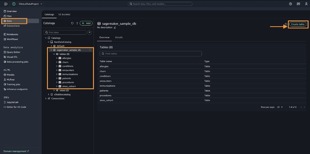 Agentic AI for healthcare data analysis with Amazon SageMaker Data Agent